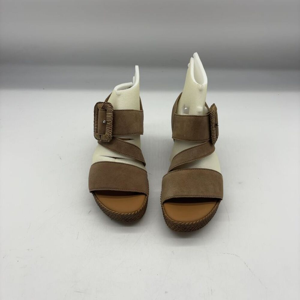 GABOR Suede platform wedge sandals in brown